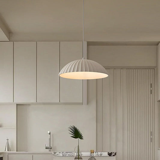 Modern Minimalist Shell Half Circle Resin Plaster LED Pendant Light For Dining Room