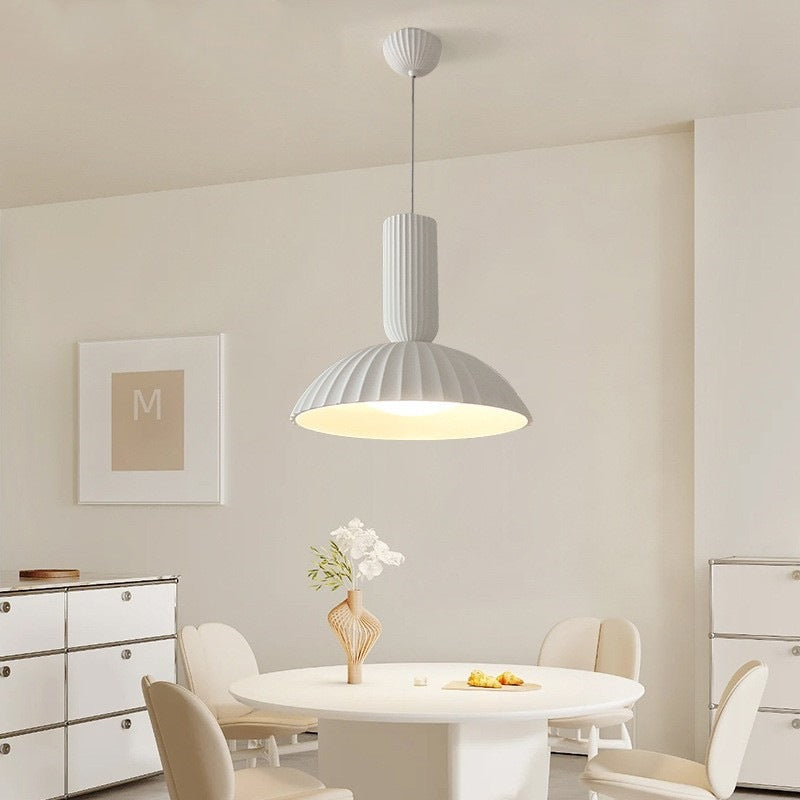 Modern Minimalist Shell Half Circle Resin Plaster LED Pendant Light For Dining Room