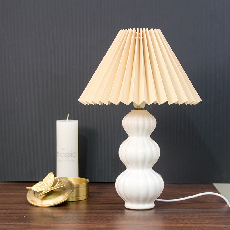 Modern Art Deco Conical Gourd Ceramic PP 1-Light Table Lamp For Bedroom