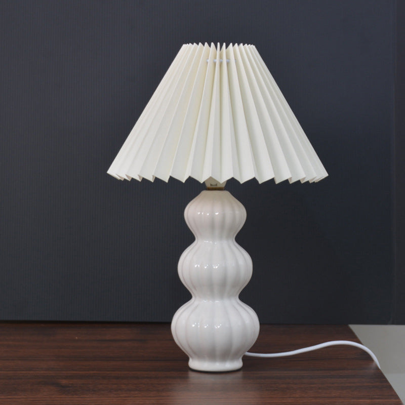 Modern Art Deco Conical Gourd Ceramic PP 1-Light Table Lamp For Bedroom