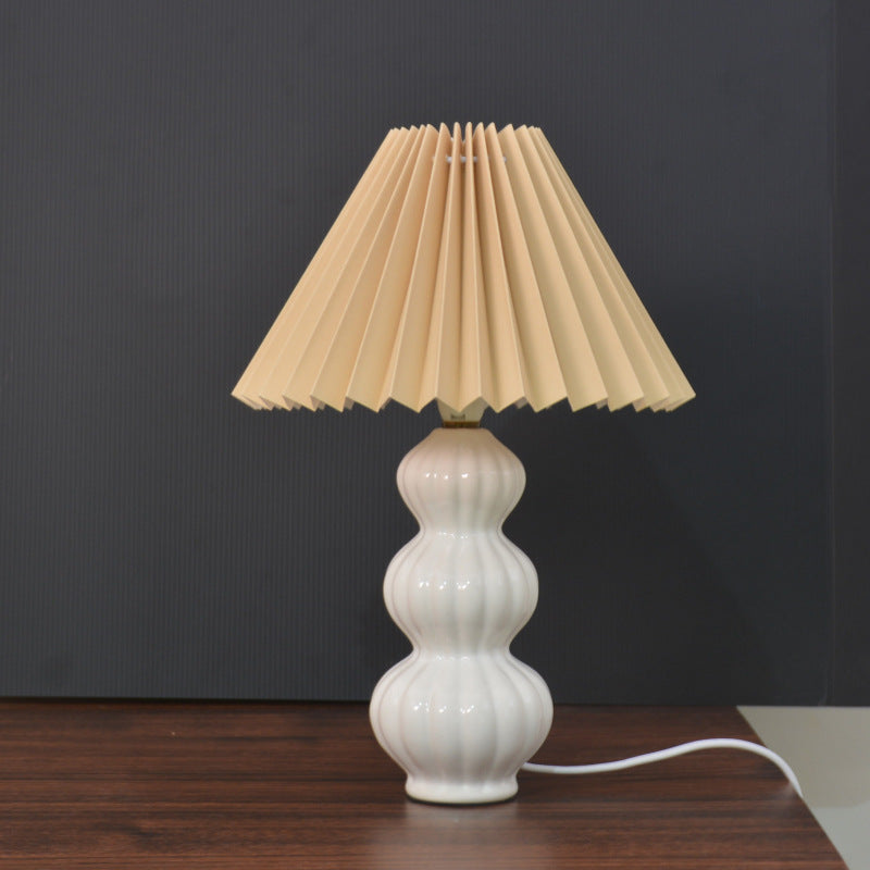 Modern Art Deco Conical Gourd Ceramic PP 1-Light Table Lamp For Bedroom
