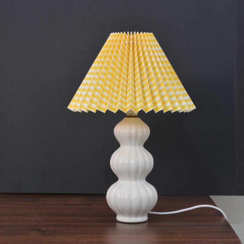 Modern Art Deco Conical Gourd Ceramic PP 1-Light Table Lamp For Bedroom