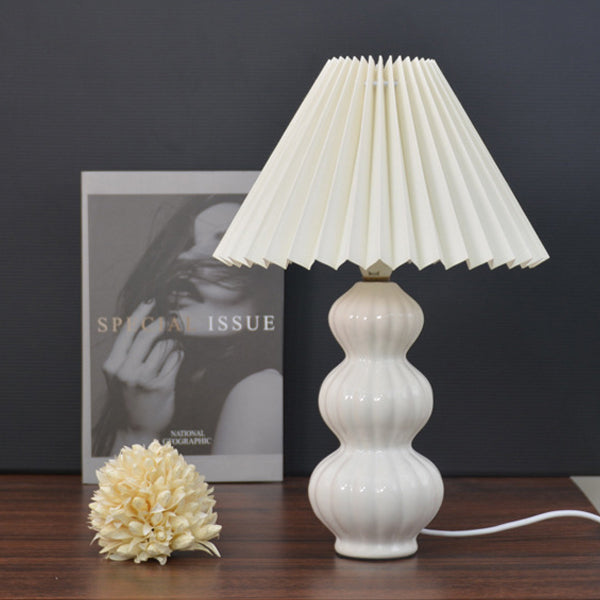 Modern Art Deco Conical Gourd Ceramic PP 1-Light Table Lamp For Bedroom