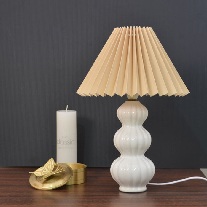 Modern Art Deco Conical Gourd Ceramic PP 1-Light Table Lamp For Bedroom