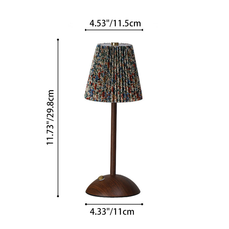Traditional Vintage Conical Semicircular Base Metal Fabric LED Table Lamp For Bedroom