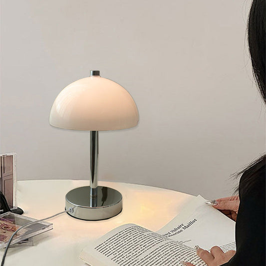 Modern Minimalist Spherical Half Circle Iron Glass 1-Light Table Lamp For Bedroom