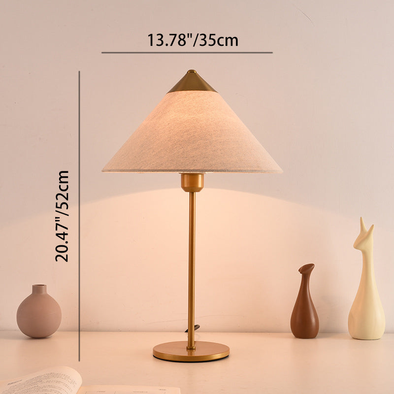 Modern Minimalist Conical Trapezoidal Warm Atmosphere Iron Fabric 1-Light Table Lamp For Bedroom