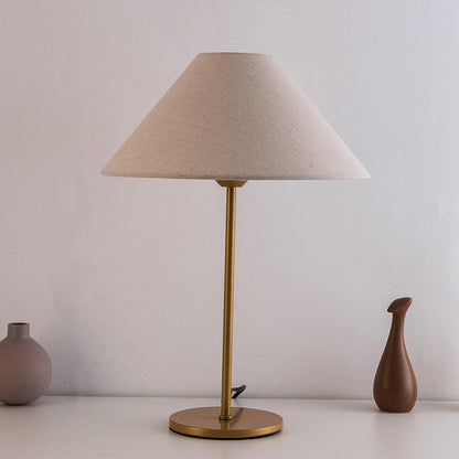 Modern Minimalist Conical Trapezoidal Warm Atmosphere Iron Fabric 1-Light Table Lamp For Bedroom
