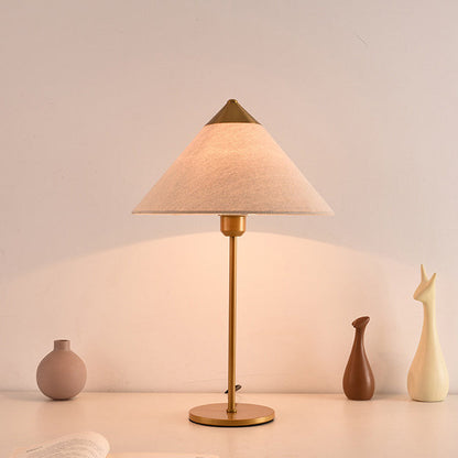 Modern Minimalist Conical Trapezoidal Warm Atmosphere Iron Fabric 1-Light Table Lamp For Bedroom
