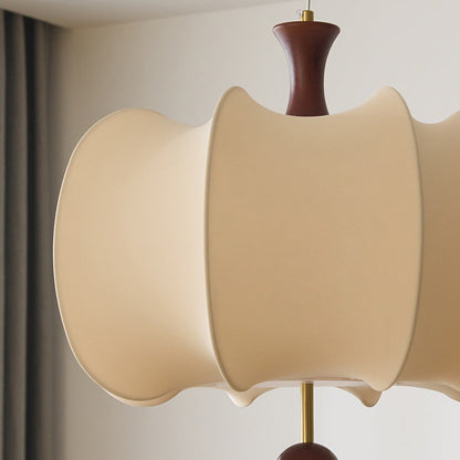 Traditional Chinese Flower Onion Fabric Wood 3-Light Pendant Light For Bedroom