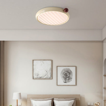 Modern Minimalist Oval Spherical Childlike Iron Acrylic LED Flush Mount Ceiling Light For Bedroom