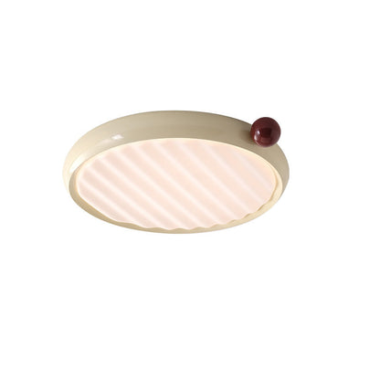 Modern Minimalist Oval Spherical Childlike Iron Acrylic LED Flush Mount Ceiling Light For Bedroom