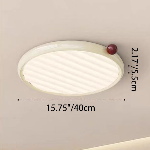 Modern Minimalist Oval Spherical Childlike Iron Acrylic LED Flush Mount Ceiling Light For Bedroom