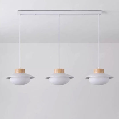 Contemporary Scandinavian Spherical Wooden Iron Acrylic LED Island Light Chandelier For Dining Room