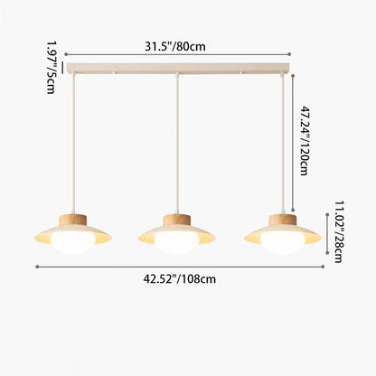 Contemporary Scandinavian Spherical Wooden Iron Acrylic LED Island Light Chandelier For Dining Room