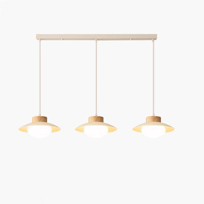 Contemporary Scandinavian Spherical Wooden Iron Acrylic LED Island Light Chandelier For Dining Room