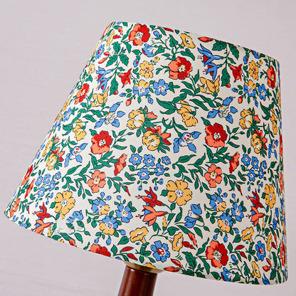 Traditional Vintage Round Table Solid Wood Fabric 1-Light Table Lamp For Bedroom