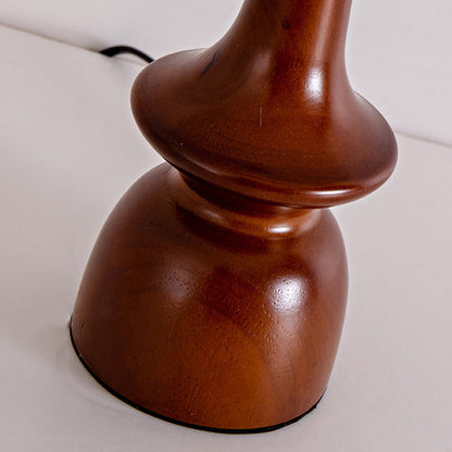 Traditional Vintage Round Table Solid Wood Fabric 1-Light Table Lamp For Bedroom