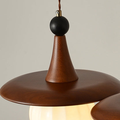 Traditional Vintage Round Disc Sphere Solid Wood Iron Glass 1/3 Light Island Light Chandelier For Bedroom