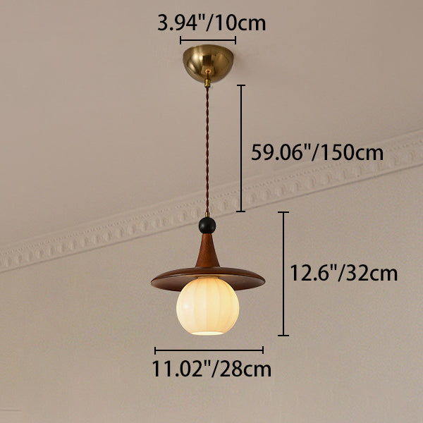 Traditional Vintage Round Disc Sphere Solid Wood Iron Glass 1/3 Light Island Light Chandelier For Bedroom