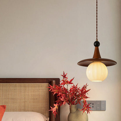 Traditional Vintage Round Disc Sphere Solid Wood Iron Glass 1/3 Light Island Light Chandelier For Bedroom