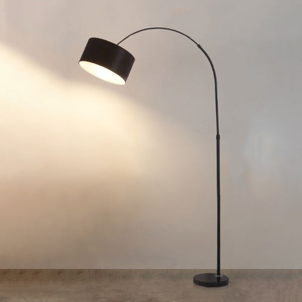 Modern Minimalist Cylindrical Iron Fabric 1-Light Standing Floor Lamp For Bedroom
