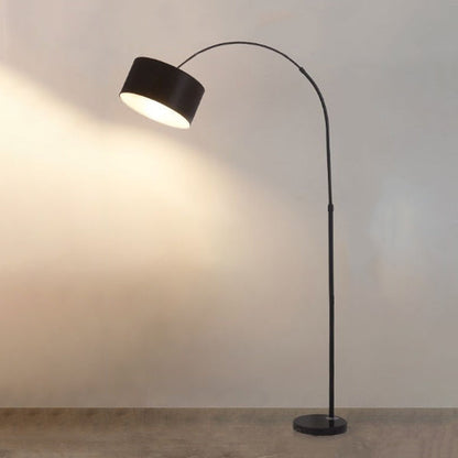 Modern Minimalist Cylindrical Iron Fabric 1-Light Standing Floor Lamp For Bedroom