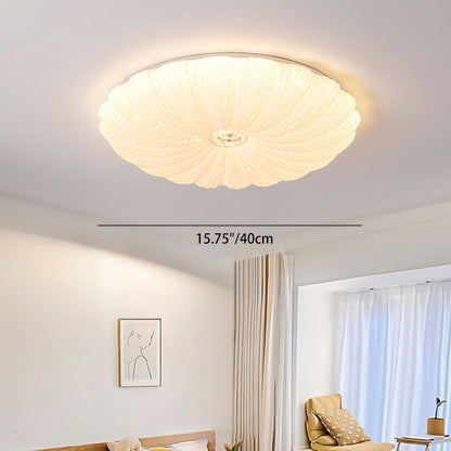 Modern Minimalist Round Flower Iron PVC LED Flush Mount Ceiling Light For Living Room