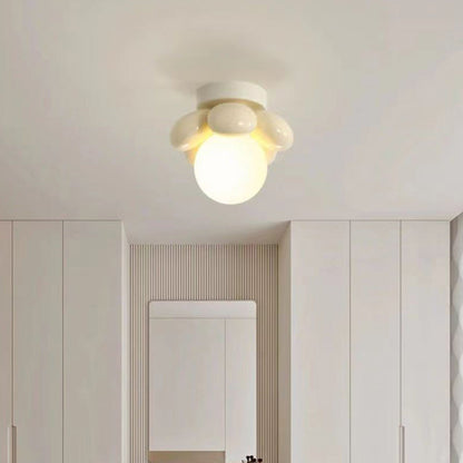 Modern Minimalist Flower Iron Resin 1-Light Semi-Flush Mount Ceiling Light For Hallway