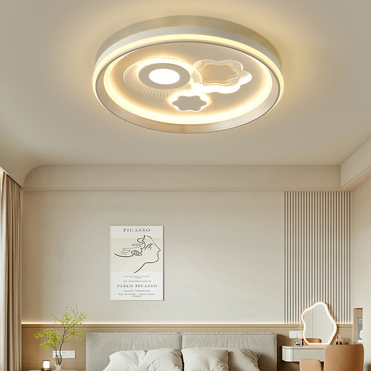 Modern Minimalist Iron Acrylic Round LED Flush Mount Ceiling Light For Bedroom And Living Room