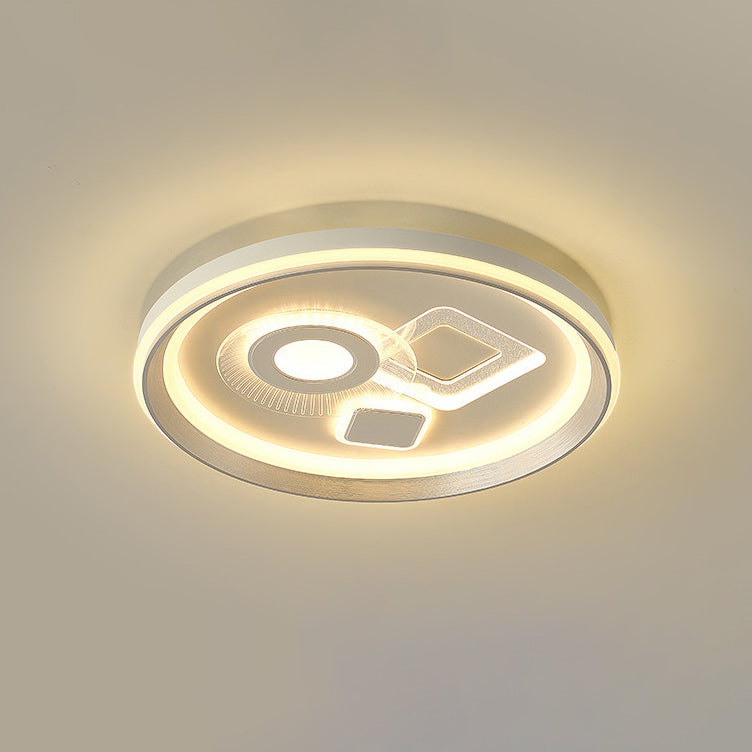 Modern Minimalist Iron Acrylic Round LED Flush Mount Ceiling Light For Bedroom And Living Room