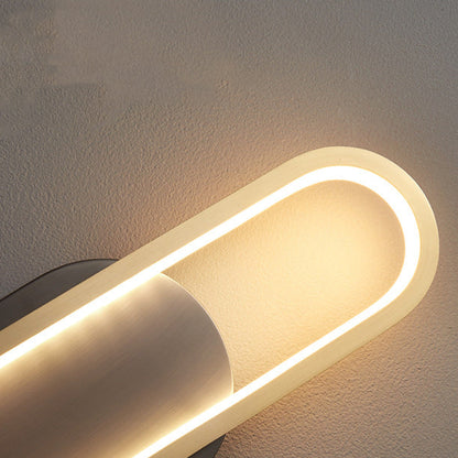 Modern Minimalist Brass & Acrylic Oval LED Wall Sconce Lamp For Bedroom & Living Room