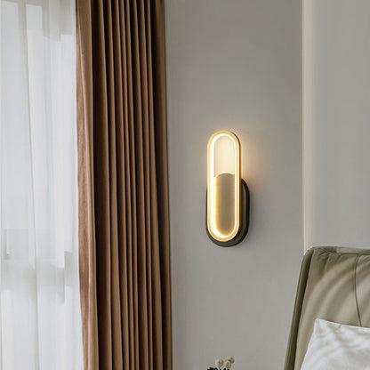Modern Minimalist Brass & Acrylic Oval LED Wall Sconce Lamp For Bedroom & Living Room