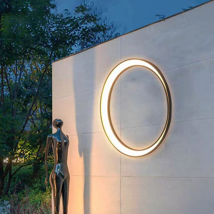 Modern Minimalist Stainless Steel & PC Round Moon LED Wall Sconce Lamp Outdoor Patio