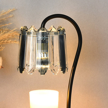 Modern Art Deco Iron Glass & Marble Round Base & Flower Shade 1-Light Aroma Melting Wax Table Lamp For Bedroom & Living Room