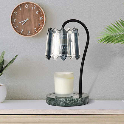 Modern Art Deco Iron Glass & Marble Round Base & Flower Shade 1-Light Aroma Melting Wax Table Lamp For Bedroom & Living Room