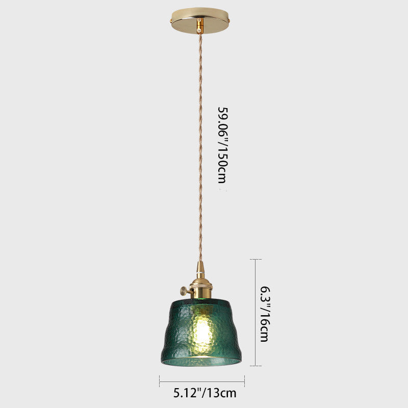 Contemporary Nordic Brass & Iron Cylindrical Frosted Glass 1-Light Pendant Light For Bedroom & Living Room