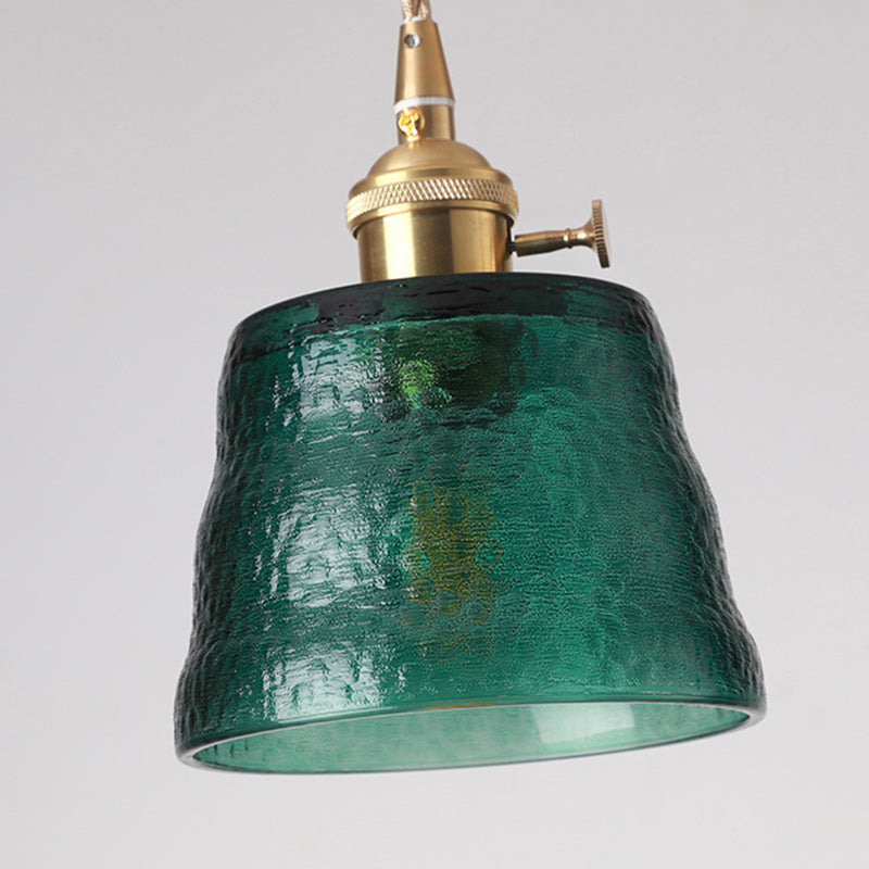 Contemporary Nordic Brass & Iron Cylindrical Frosted Glass 1-Light Pendant Light For Bedroom & Living Room