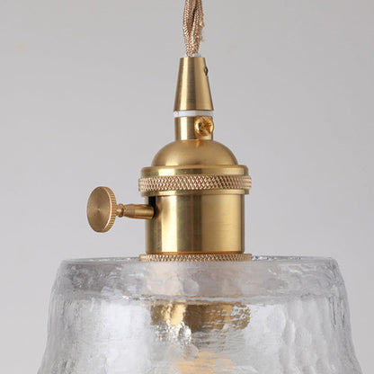 Contemporary Nordic Brass & Iron Cylindrical Frosted Glass 1-Light Pendant Light For Bedroom & Living Room