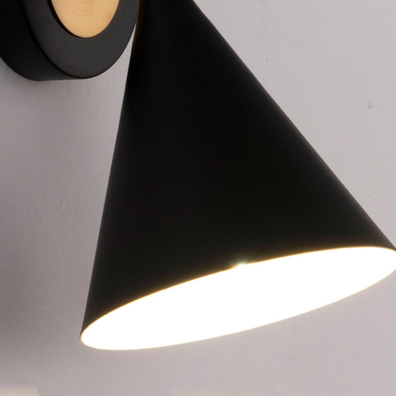 Modern Minimalist Iron Cone Shade 1-Light Rotatable Wall Sconce Lamp For Bedroom & Living Room