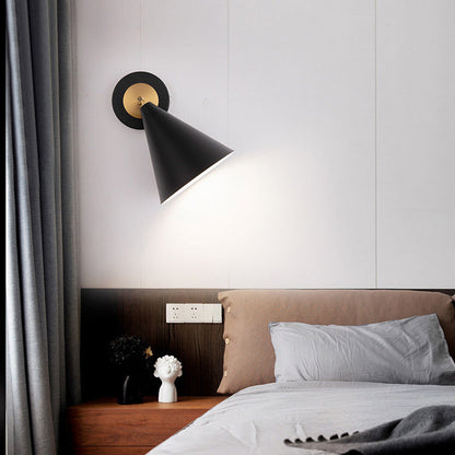 Modern Minimalist Iron Cone Shade 1-Light Rotatable Wall Sconce Lamp For Bedroom & Living Room