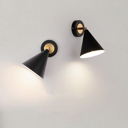 Modern Minimalist Iron Cone Shade 1-Light Rotatable Wall Sconce Lamp For Bedroom & Living Room