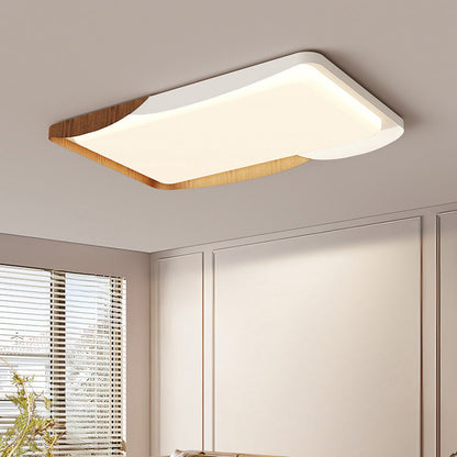 Modern Minimalist Iron & Acrylic Round Square Rectangular Wavy LED Flush Mount Ceiling Light For Bedroom & Living Room