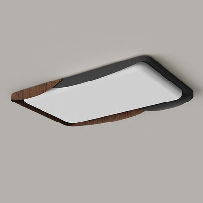 Modern Minimalist Iron & Acrylic Round Square Rectangular Wavy LED Flush Mount Ceiling Light For Bedroom & Living Room