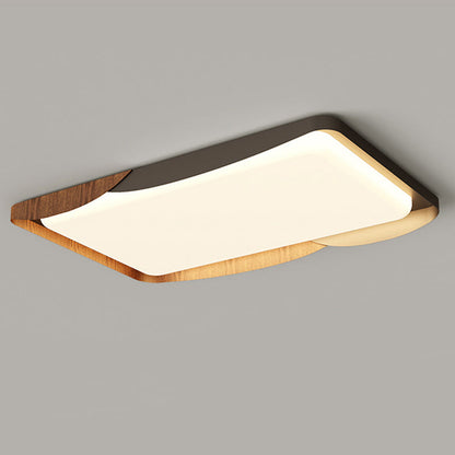 Modern Minimalist Iron & Acrylic Round Square Rectangular Wavy LED Flush Mount Ceiling Light For Bedroom & Living Room