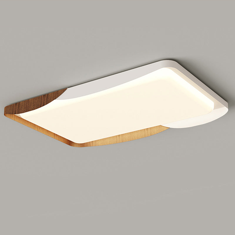 Modern Minimalist Iron & Acrylic Round Square Rectangular Wavy LED Flush Mount Ceiling Light For Bedroom & Living Room