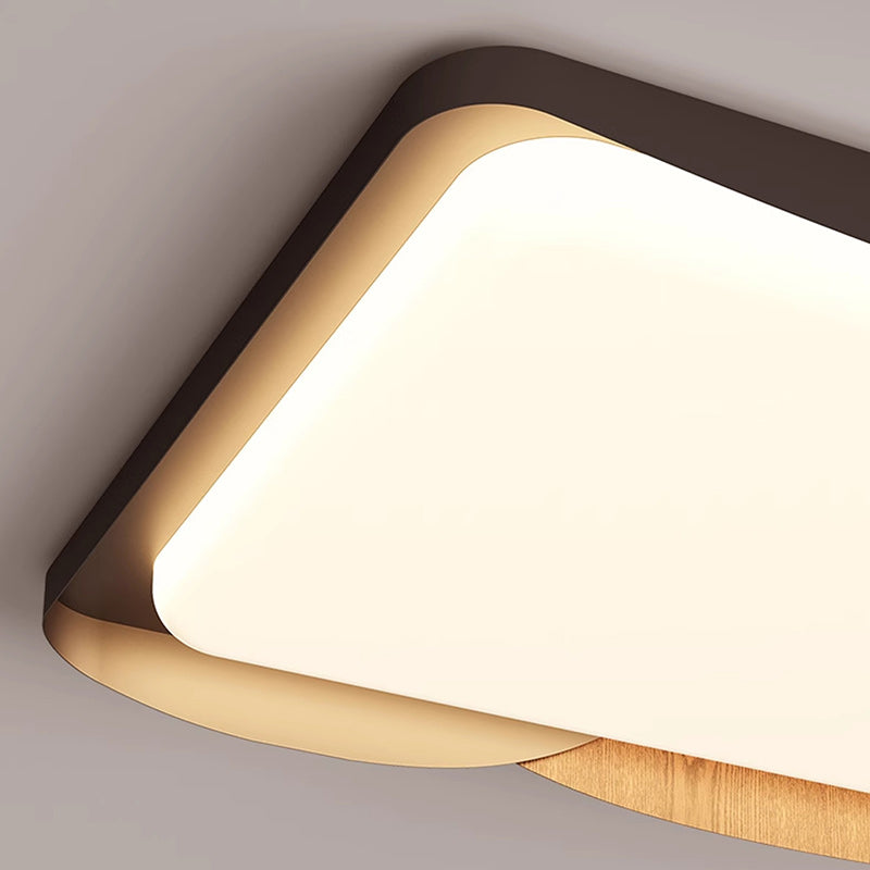 Modern Minimalist Iron & Acrylic Round Square Rectangular Wavy LED Flush Mount Ceiling Light For Bedroom & Living Room
