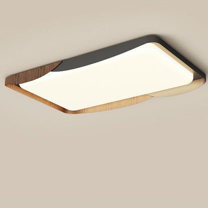 Modern Minimalist Iron & Acrylic Round Square Rectangular Wavy LED Flush Mount Ceiling Light For Bedroom & Living Room