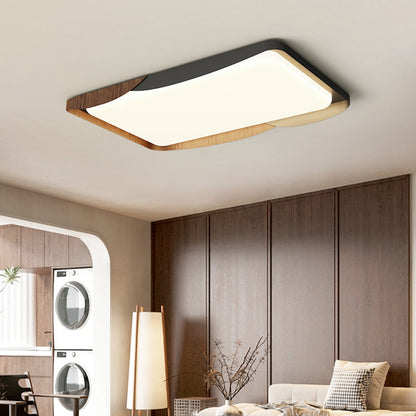 Modern Minimalist Iron & Acrylic Round Square Rectangular Wavy LED Flush Mount Ceiling Light For Bedroom & Living Room