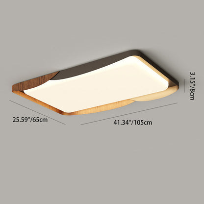 Modern Minimalist Iron & Acrylic Round Square Rectangular Wavy LED Flush Mount Ceiling Light For Bedroom & Living Room